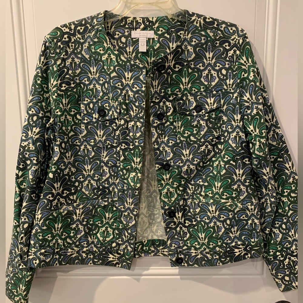 Macy’s Charter Club Green Paisley Blazer Jacket
Sz Medium Petite